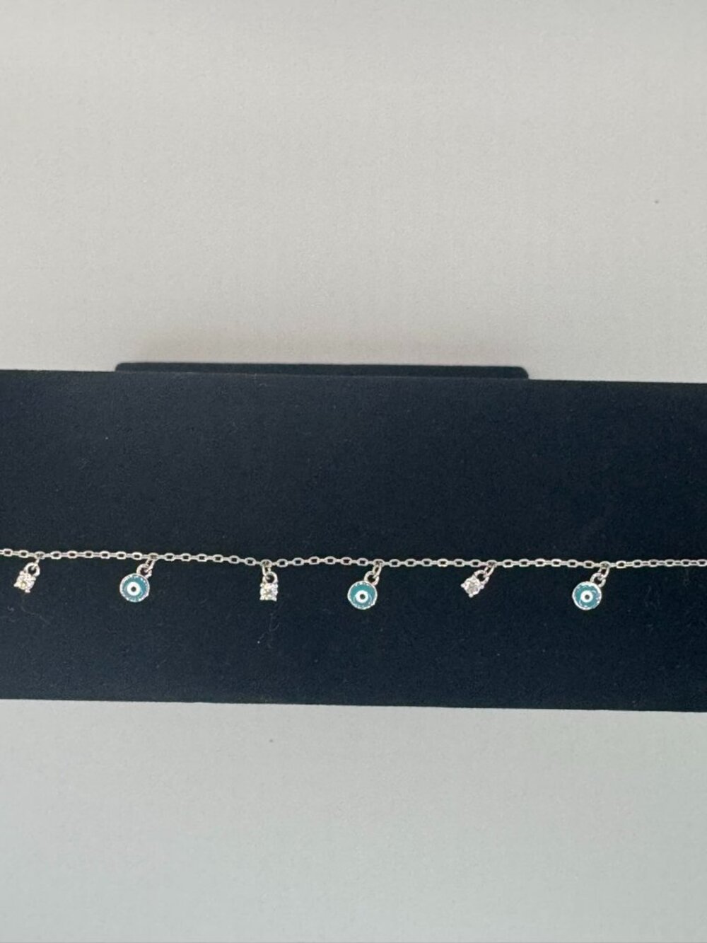 Evil Eye Charm Bracelet Adjustable 7-8 inches Sterling Silver 1.00CTW Moissanite